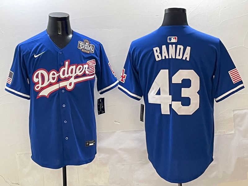 Men Los Angeles Dodgers 43 Banda Blue Second generation Joint Name Nike 2025 MLB Jersey style 7